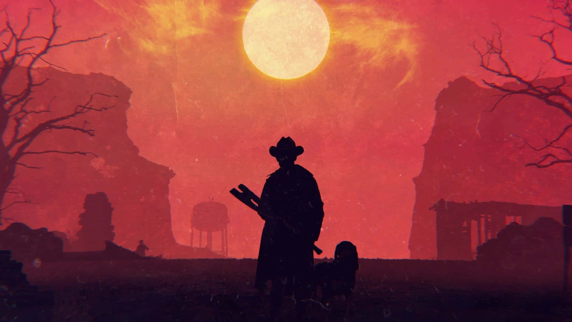 Red Dead Redemption, 4K, orange sun, Full HD Desktop Wallpaper