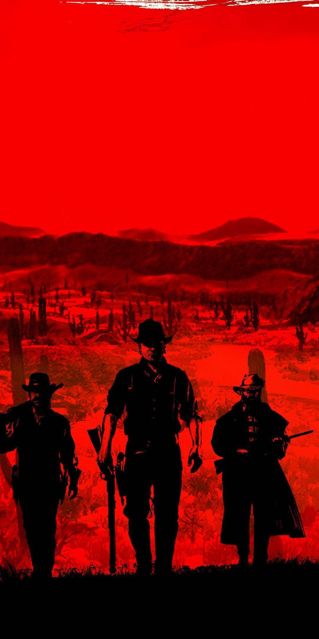 Red Dead Redemption, neon, red desert landscape, Full HD Phone Wallpaper