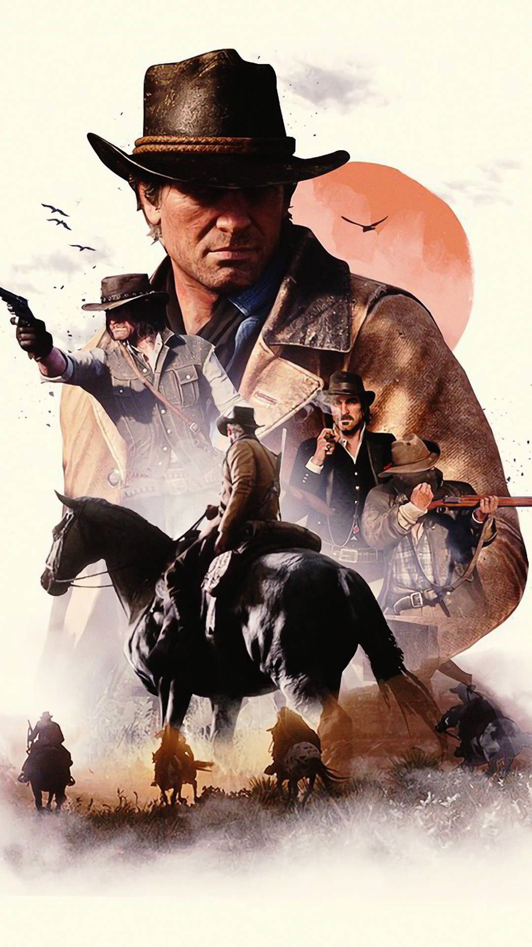 Red Dead Redemption, cowboys, horseback, Full HD Phone Wallpaper