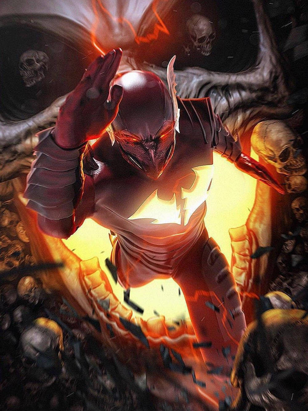Red Death, skull, fiery portal, HD Phone Wallpaper