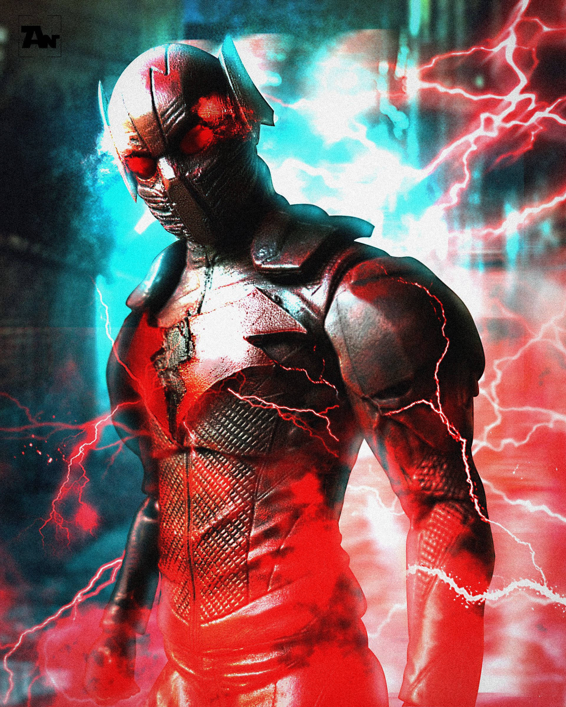 Red Death, glowing red eyes, crackling red and blue lightning, Full HD Phone Wallpaper