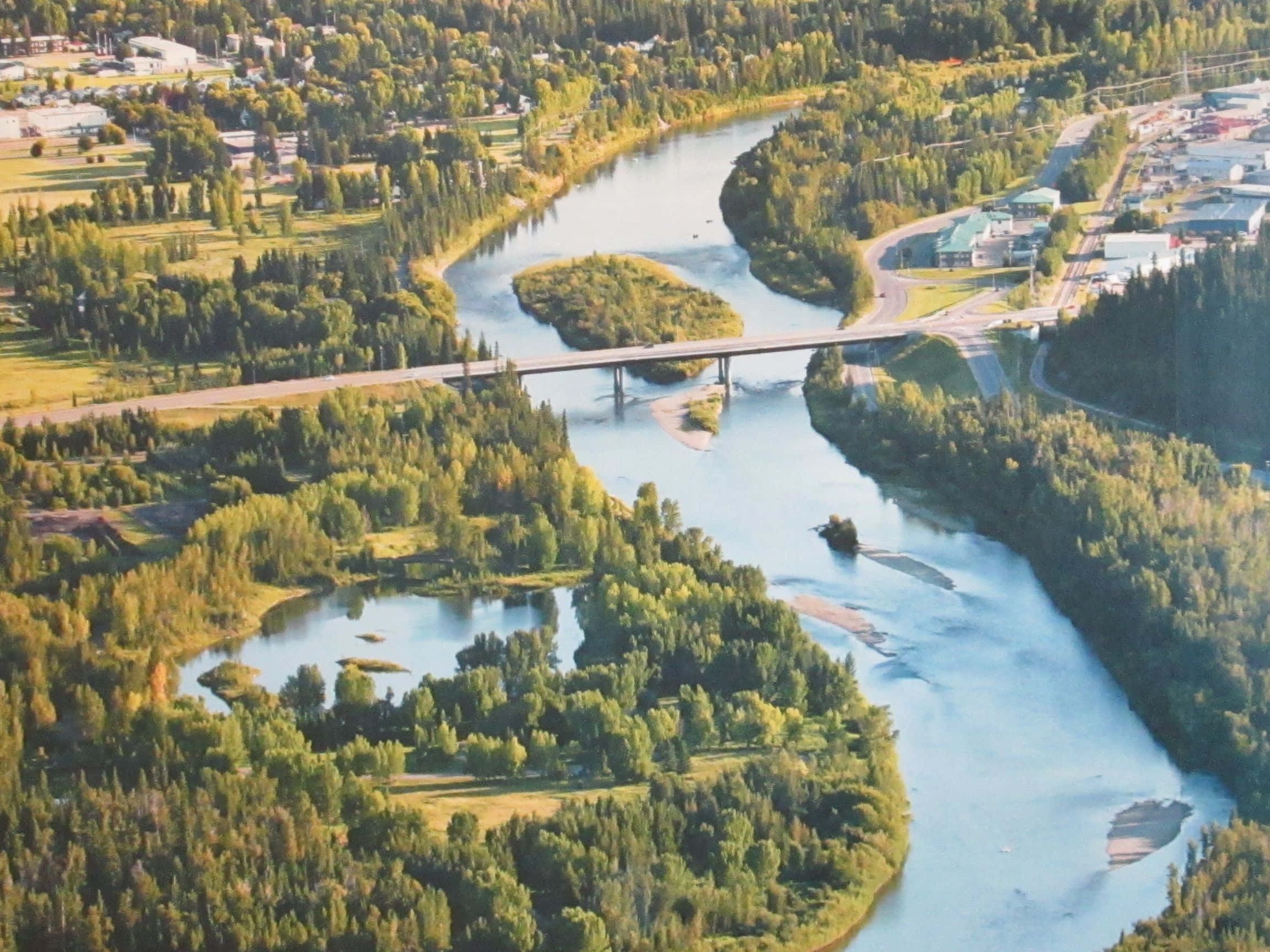 Red Deer River, Canada, aerial view, Full HD Desktop Wallpaper