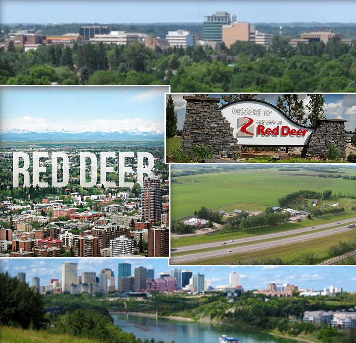 Red Deer, urban skyline, welcoming sign, SD Desktop Wallpaper