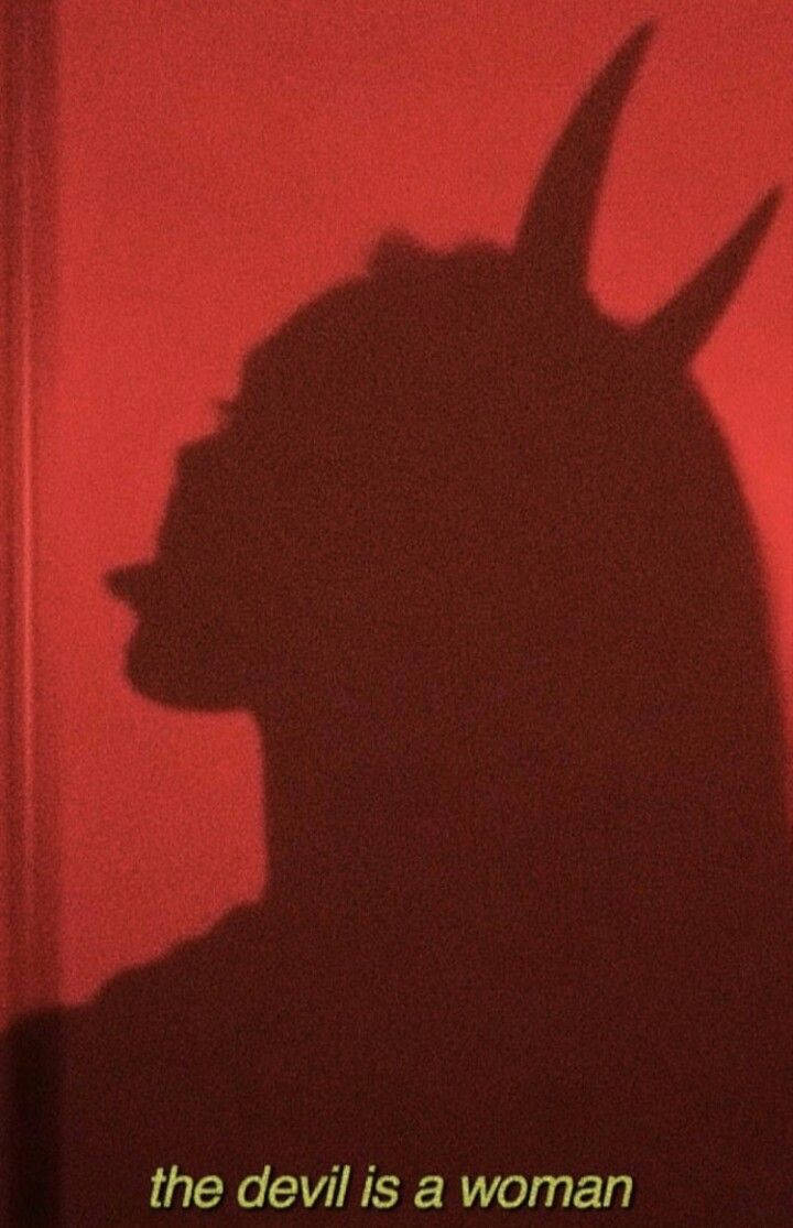 Red Devil Girl, dramatic red-lit shadow, woman with horns, SD Phone Wallpaper