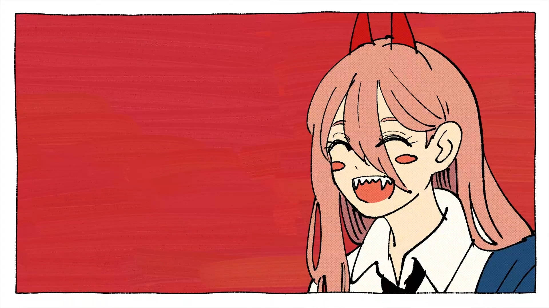 Fiery Red Devil Girl, pink hair, red horns, Full HD Desktop Wallpaper