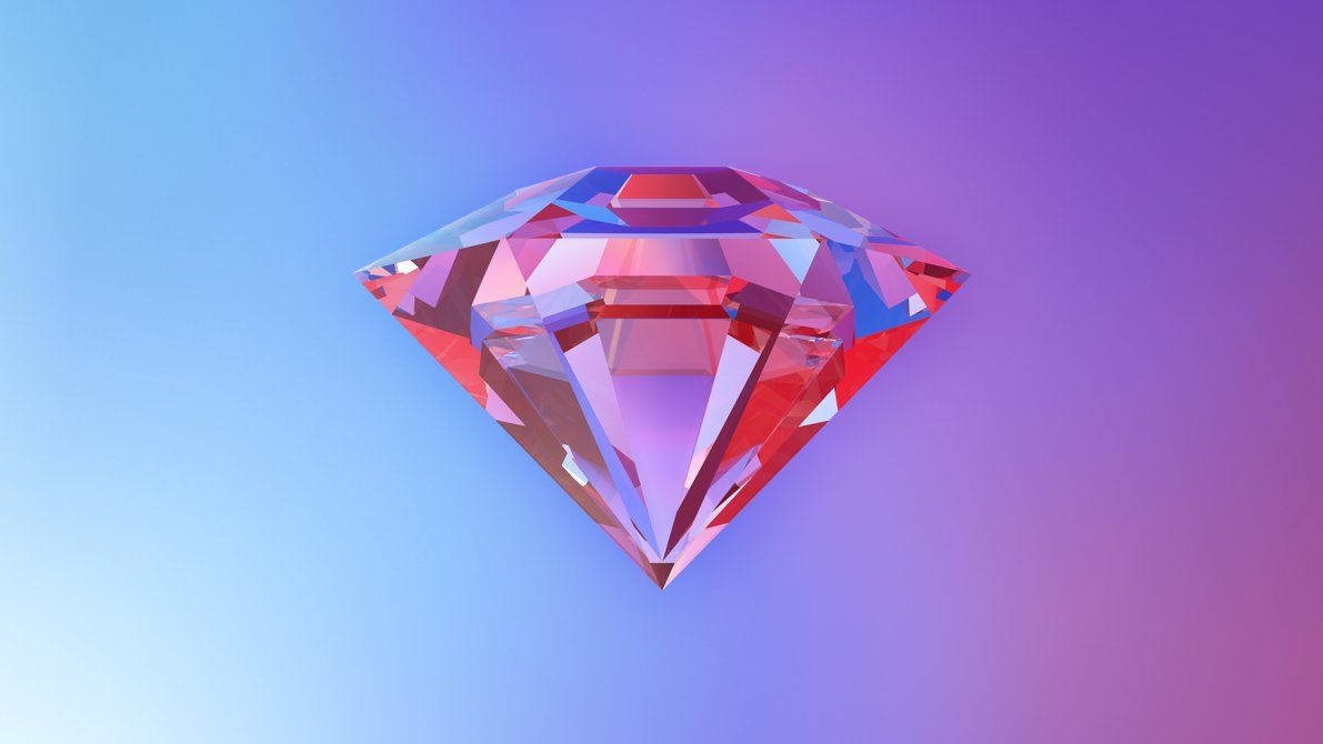low poly minimalist diamond, red diamond, sharp facets, SD Desktop Wallpaper