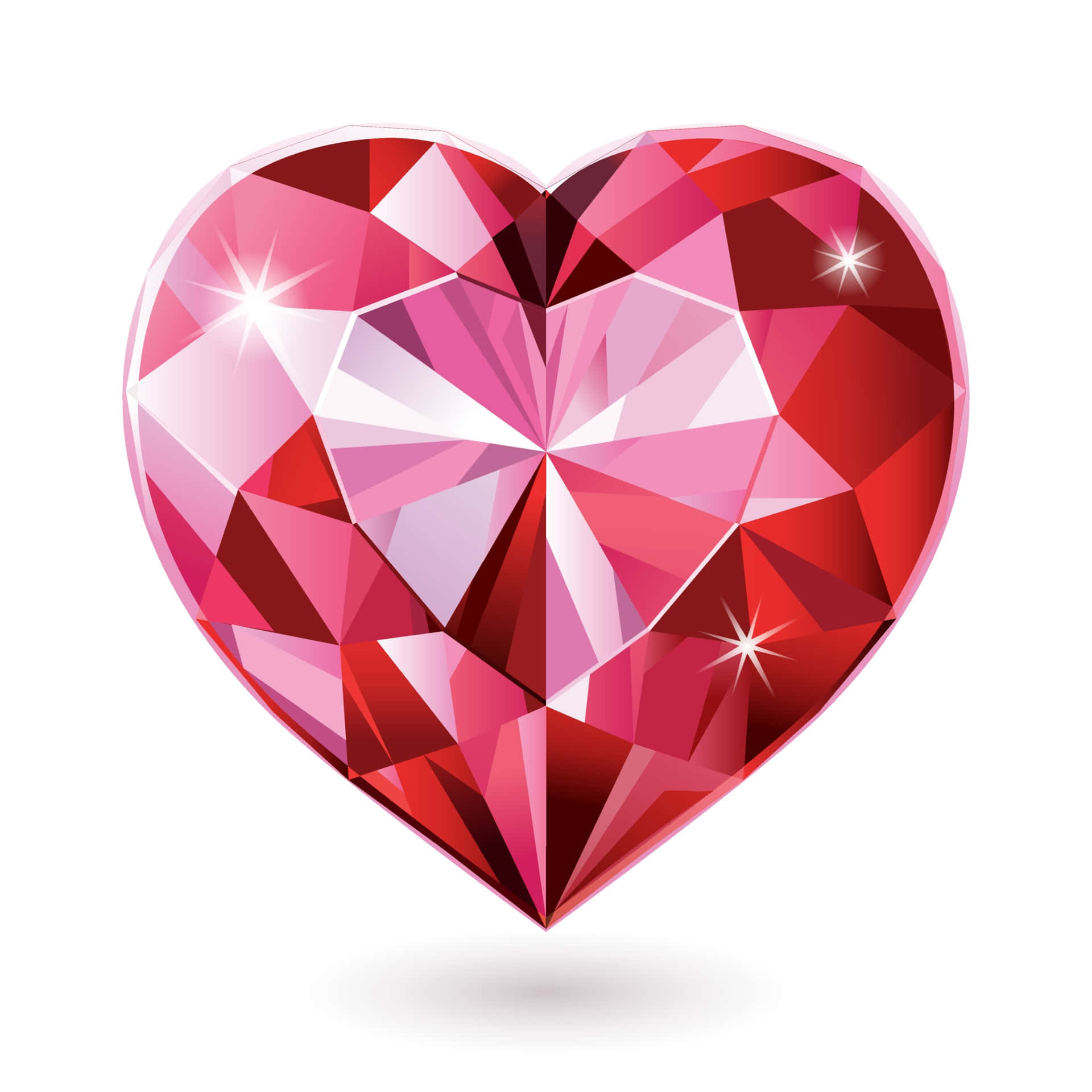 Red Diamond, pink heart-shaped gemstone, faceted cuts, Full HD Desktop Wallpaper
