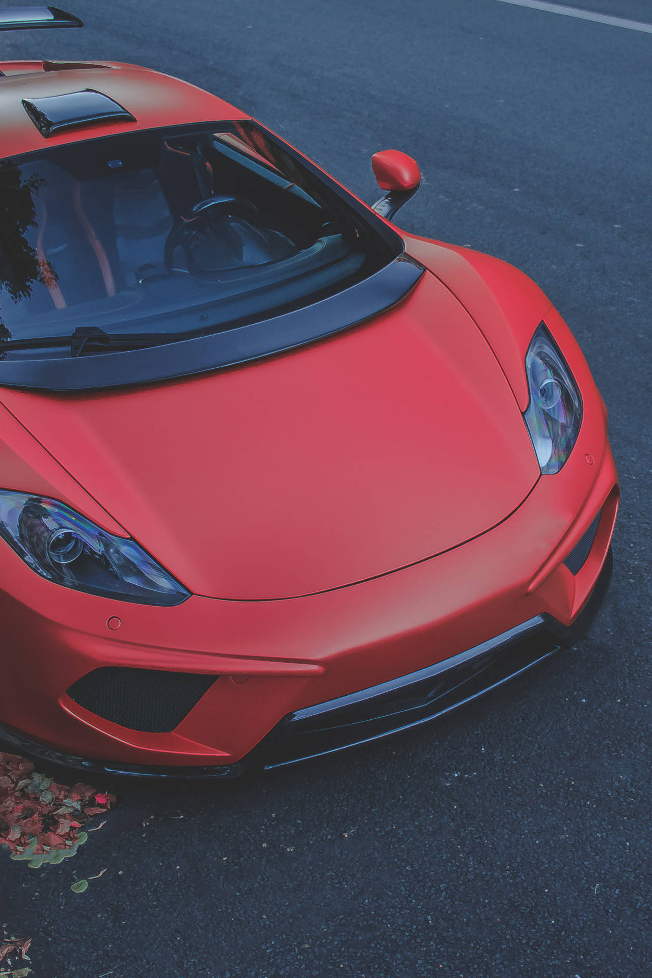 red sports car, sleek curves, black accents, Full HD Phone Wallpaper