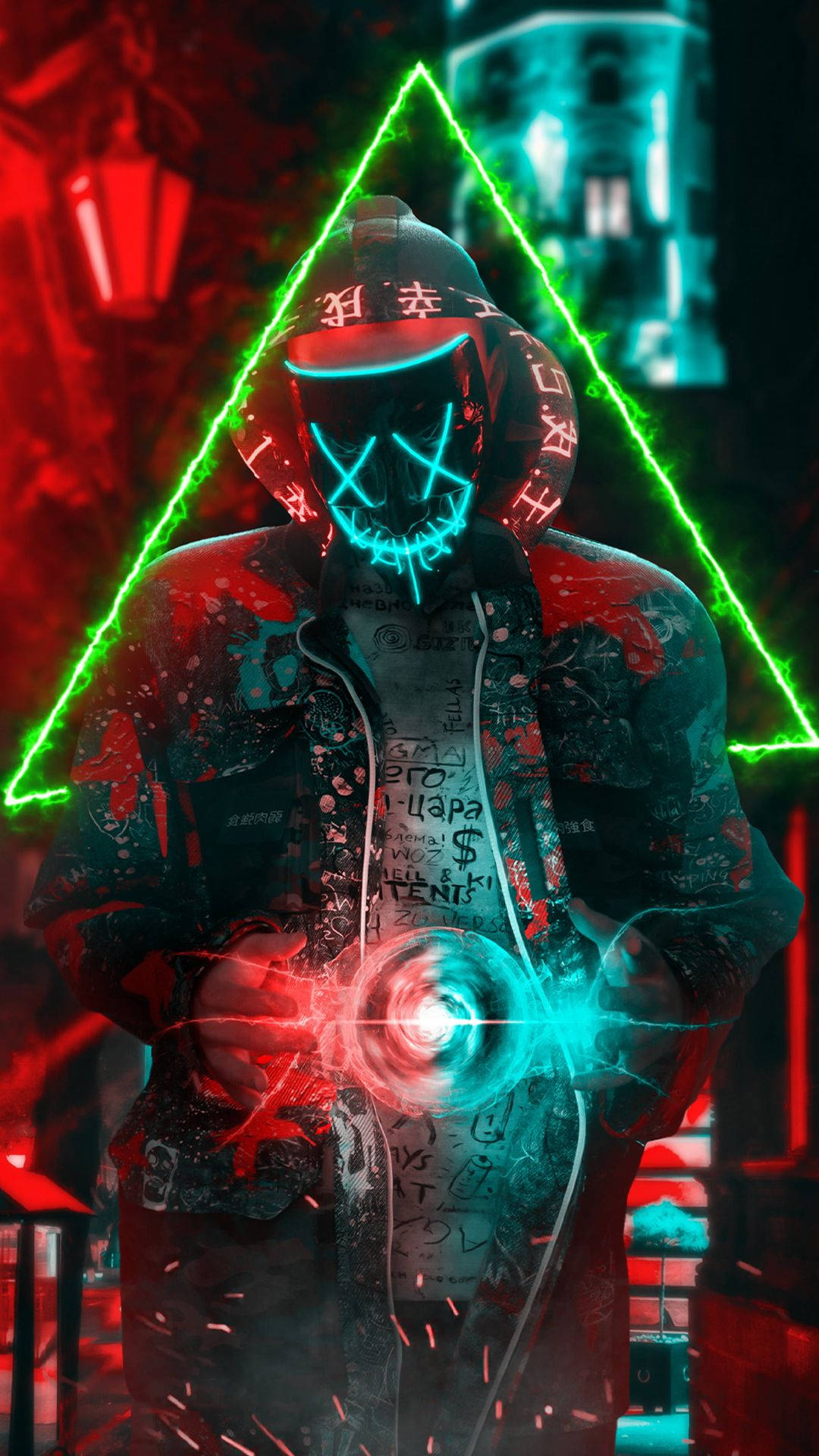 Red Dope, glowing green triangle, swirling energy orb, Full HD Phone Wallpaper