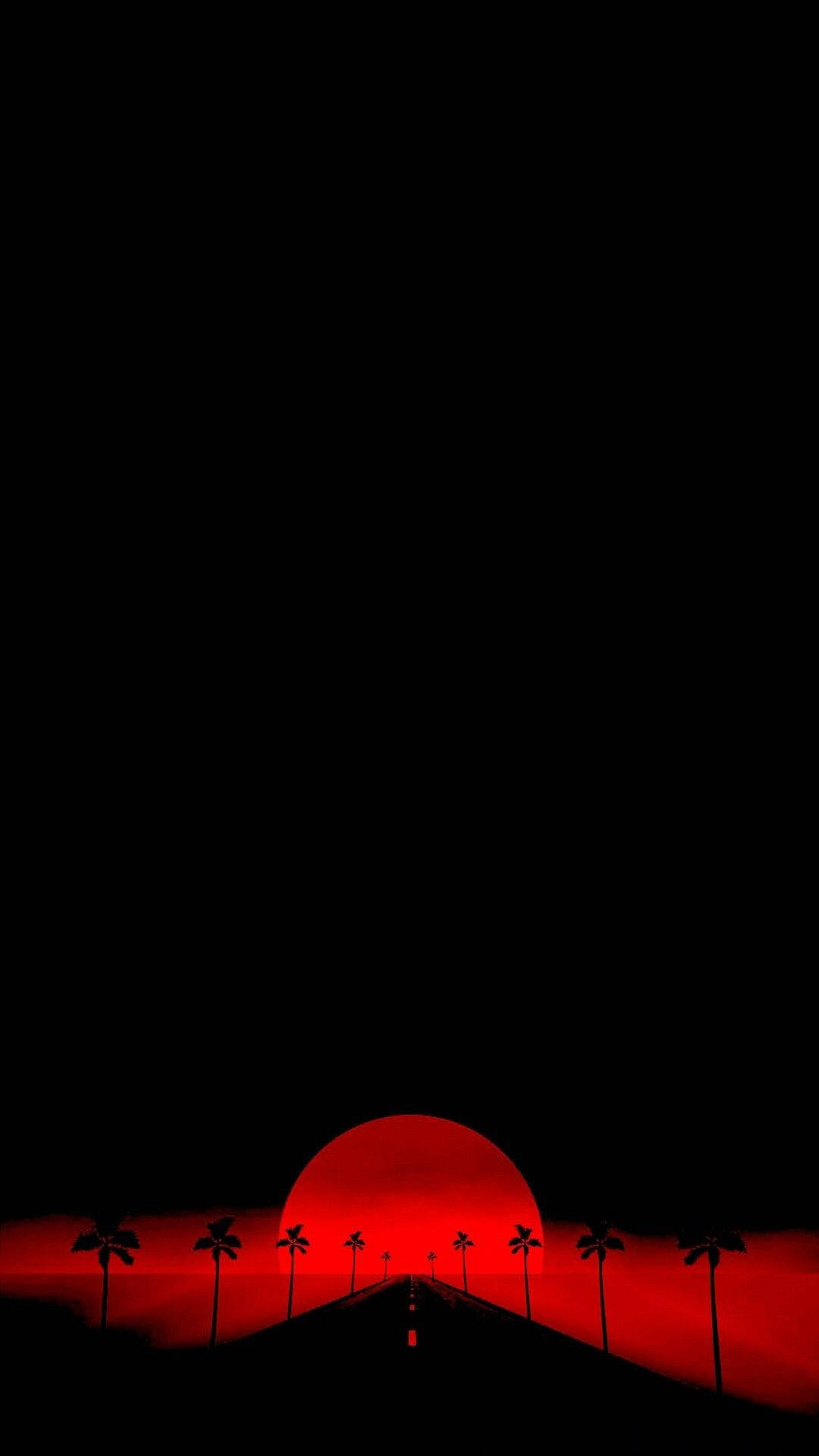 Red Dope, red sun, palm tree silhouettes, Full HD Phone Wallpaper
