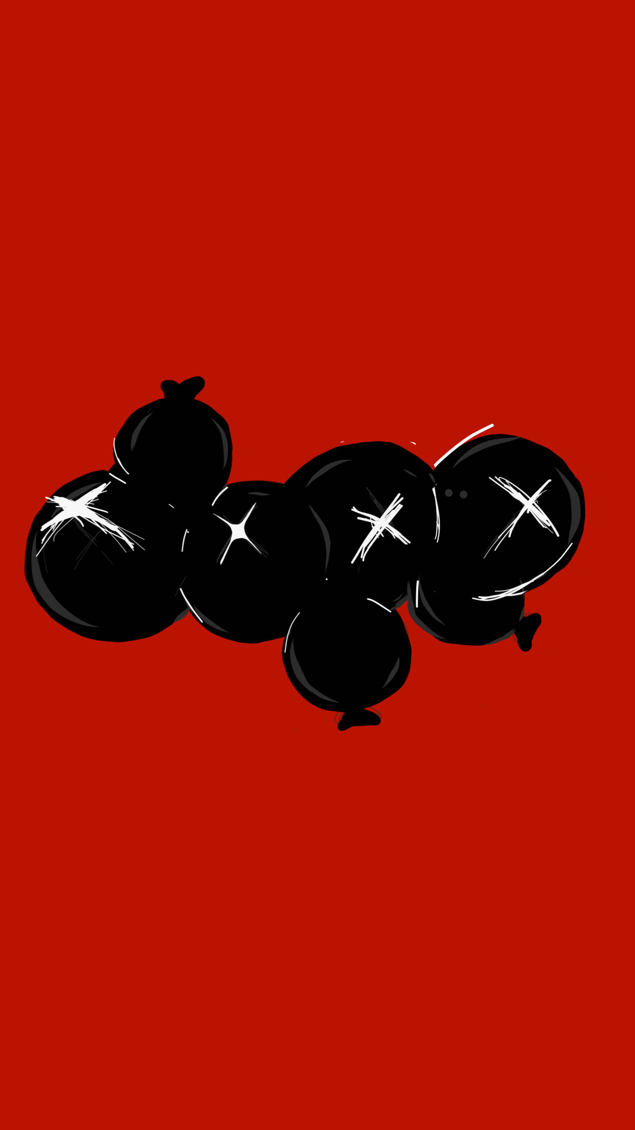 Red Dope, black balloons, white X marks, Full HD Phone Wallpaper