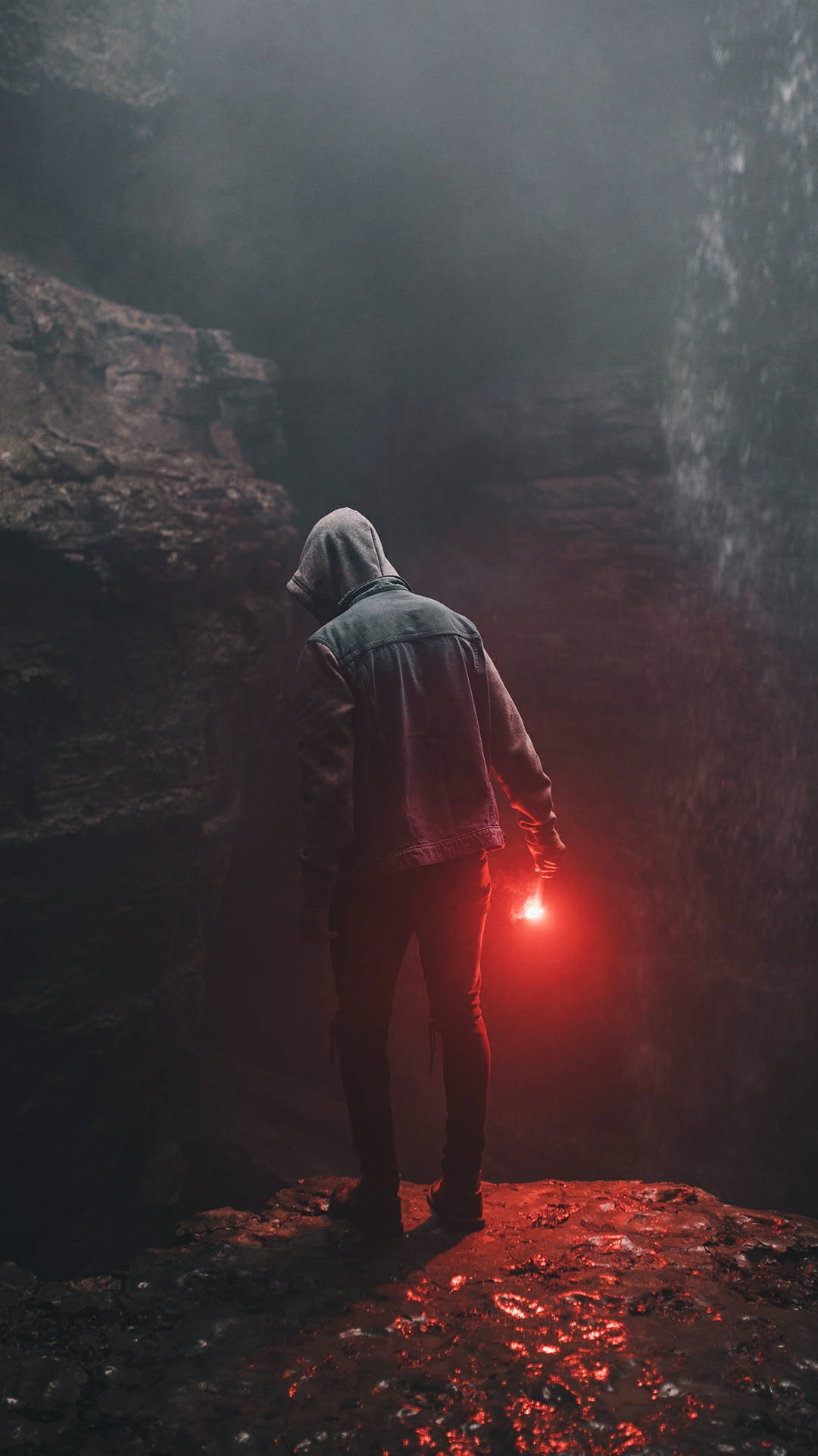 Red Dope, hooded figure, glowing red light, Full HD Phone Wallpaper