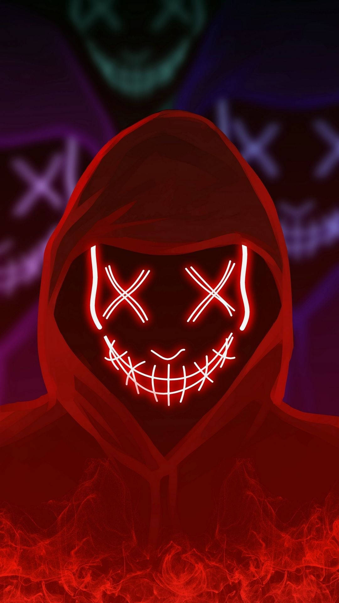 Red Dope, neon mask, glowing red X eyes, Full HD Phone Wallpaper