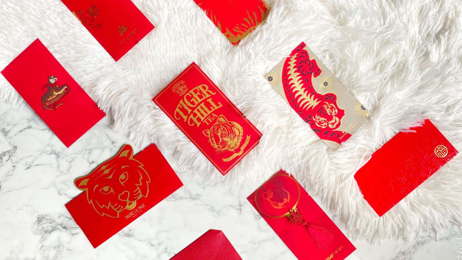 red envelope, golden designs, tiger-themed, HD Desktop Wallpaper