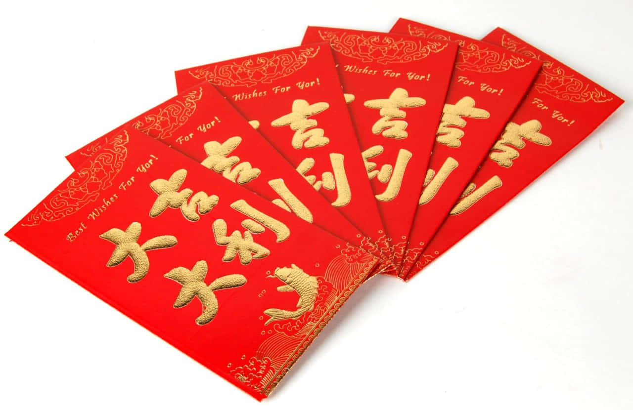 Red Envelope, vibrant red, golden Chinese characters, HD Desktop Wallpaper