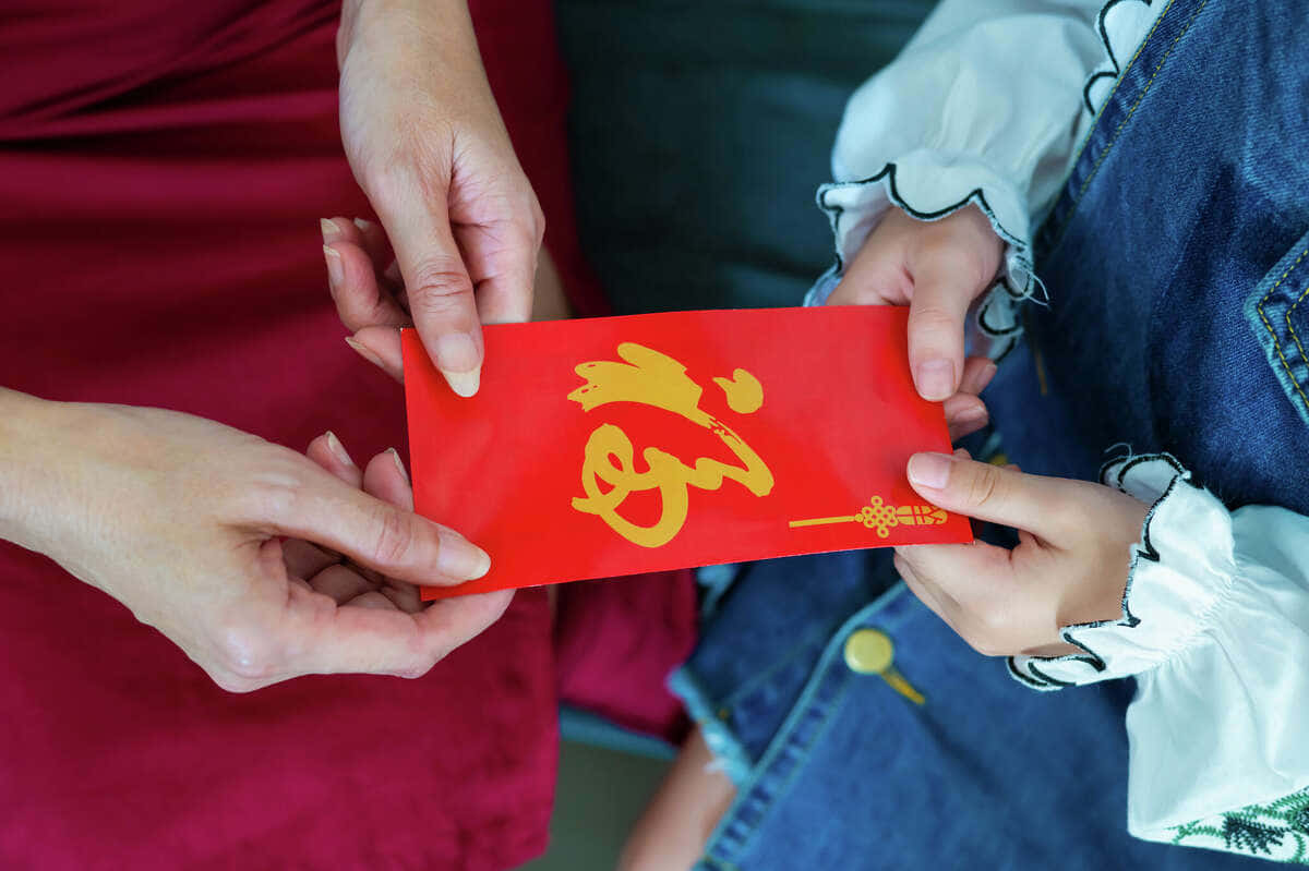 Red Envelope, golden Chinese character, denim, SD Desktop Wallpaper