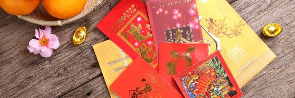 Red Envelope, golden bow, rustic wooden table, SD Desktop Wallpaper