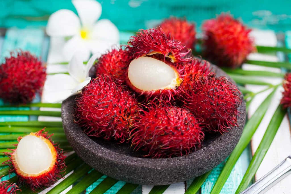 red fruit, rambutans, white flesh, SD Desktop Wallpaper