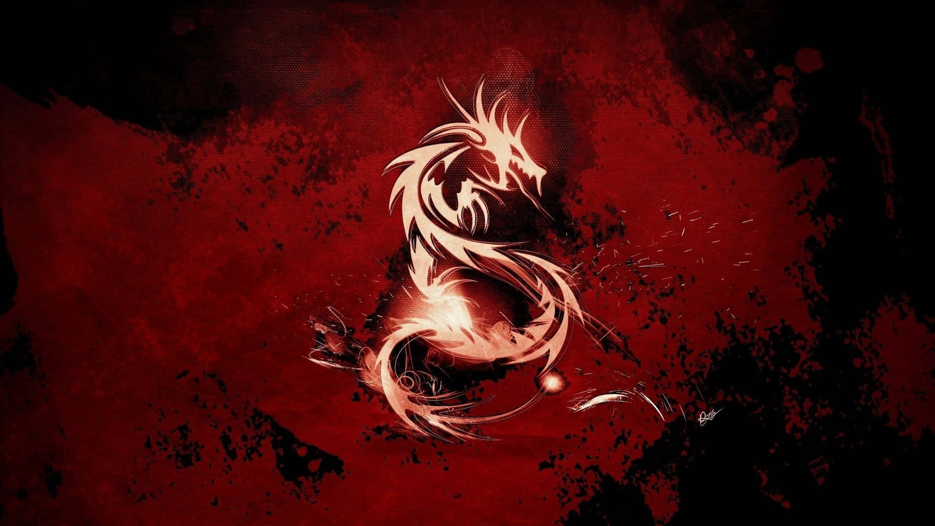 Red Gaming, glowing white dragon, textured red and black background, HD Desktop Wallpaper