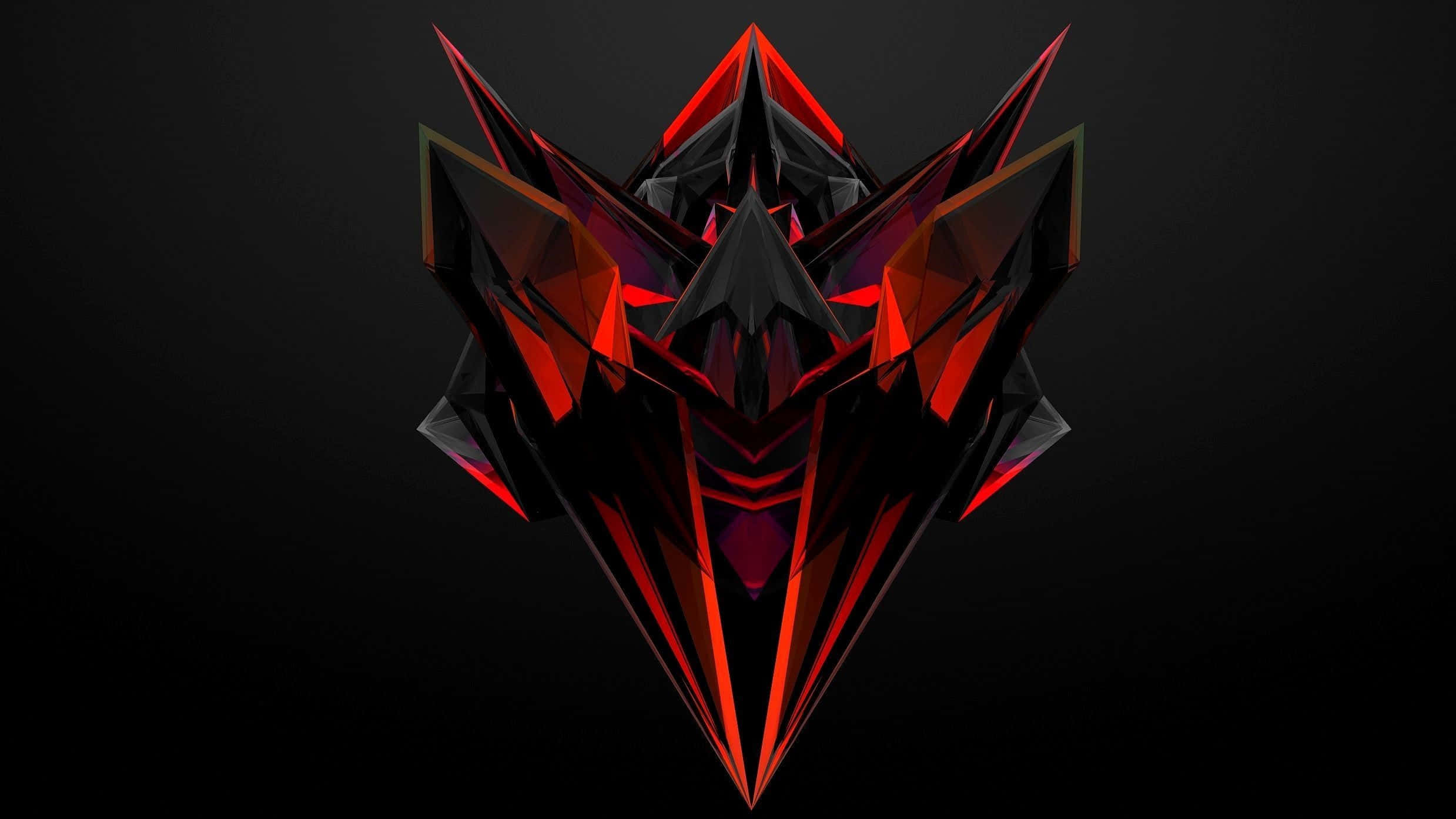 Red Gaming, geometric red and black abstract logo, glowing edges, Full HD Desktop Wallpaper