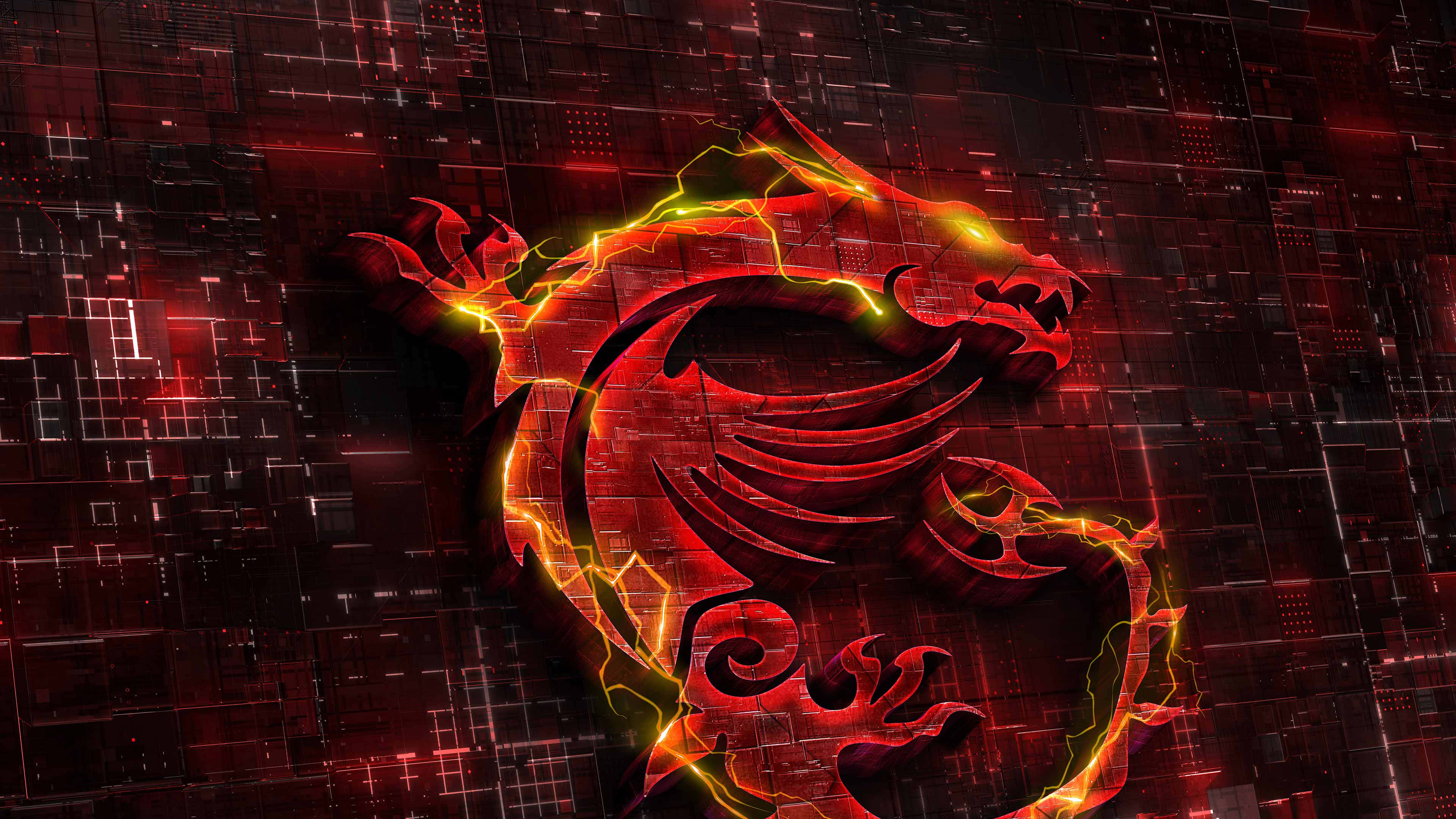 Red Gaming, dragon, glowing red, 4K Desktop Wallpaper