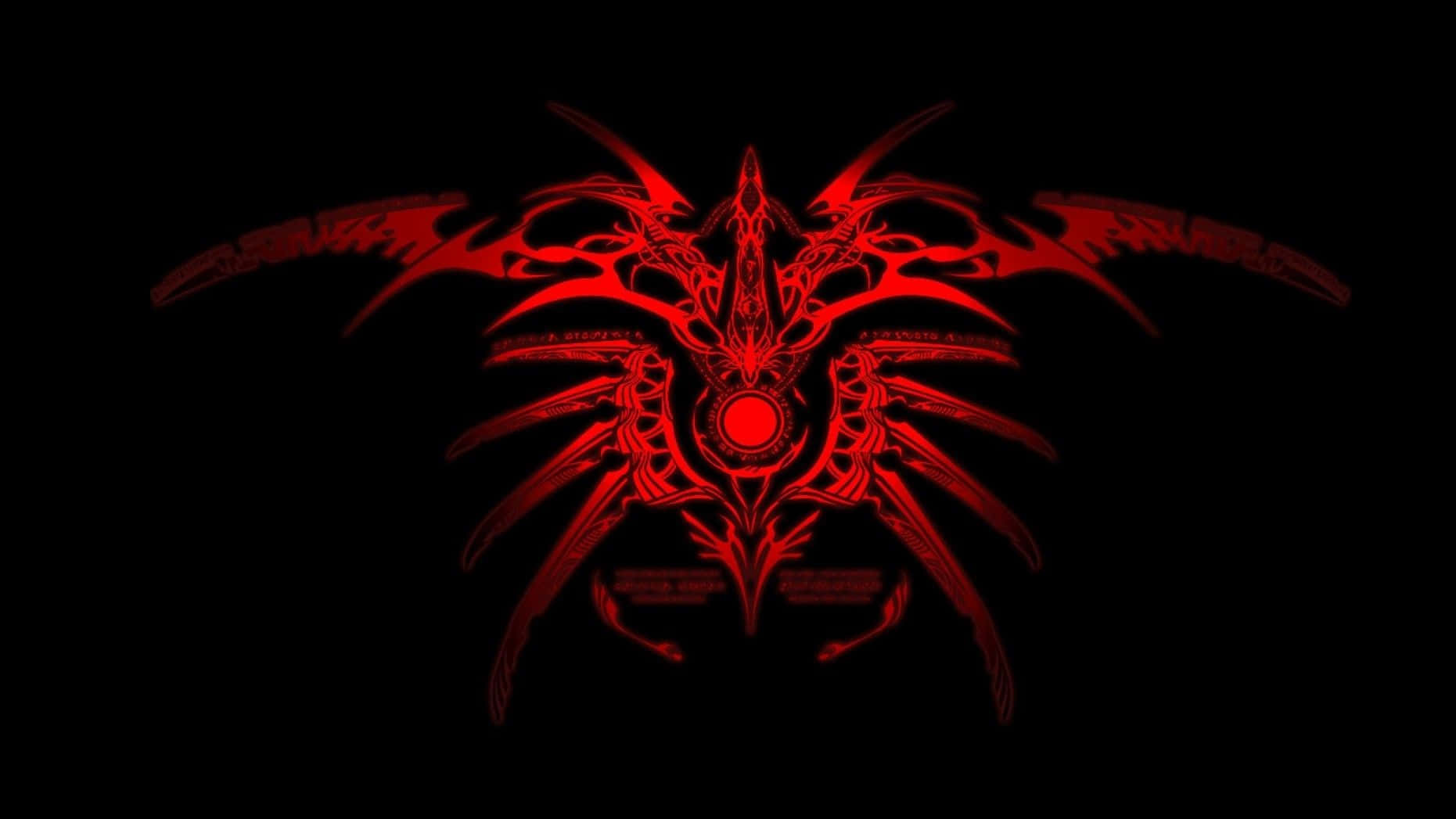 Red Gaming, glowing red, demonic symbol, HD Desktop Wallpaper