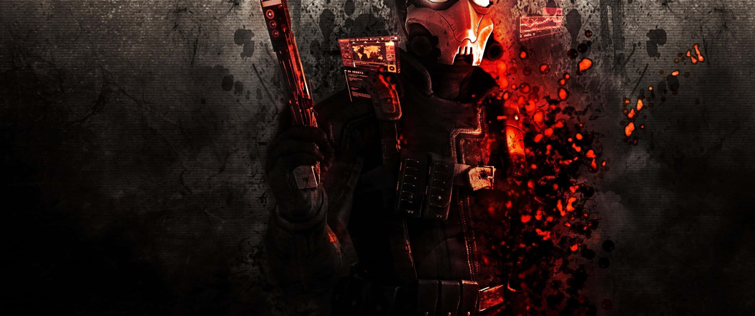 Red Gaming, masked soldier, dark gear, 2K Desktop Wallpaper