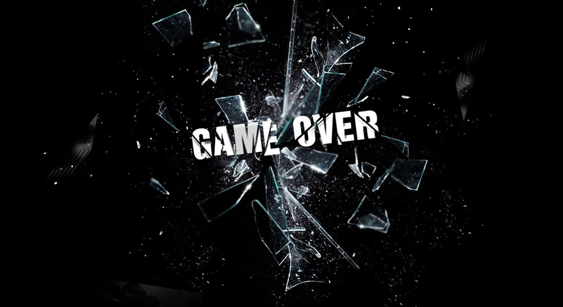 GAME OVER, shattered glass, black background, Full HD Desktop Wallpaper