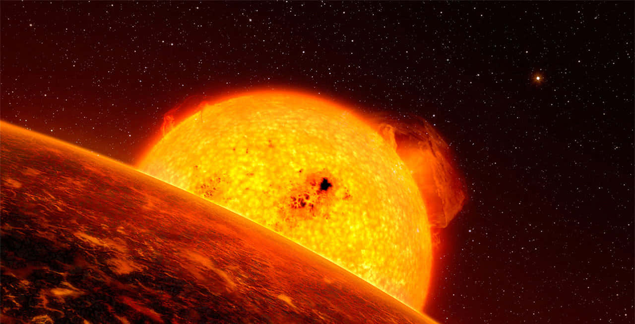 Red Giant, fiery sun, solar flares, HD Desktop Wallpaper