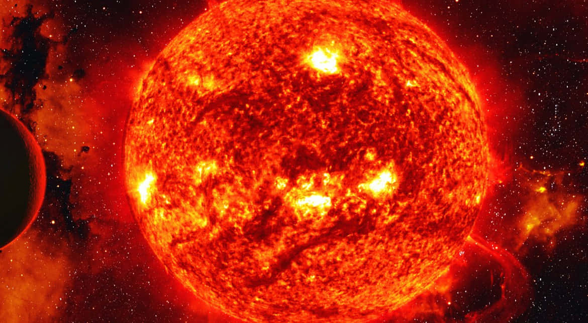 Red Giant, fiery sun, glowing solar flares, SD Desktop Wallpaper