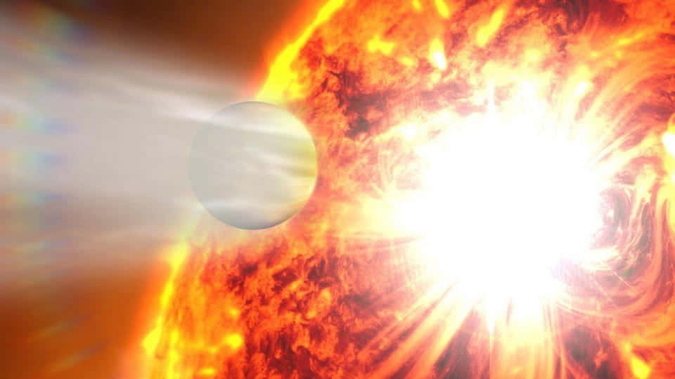 Red Giant, blazing sun, fiery solar flares, SD Desktop Wallpaper
