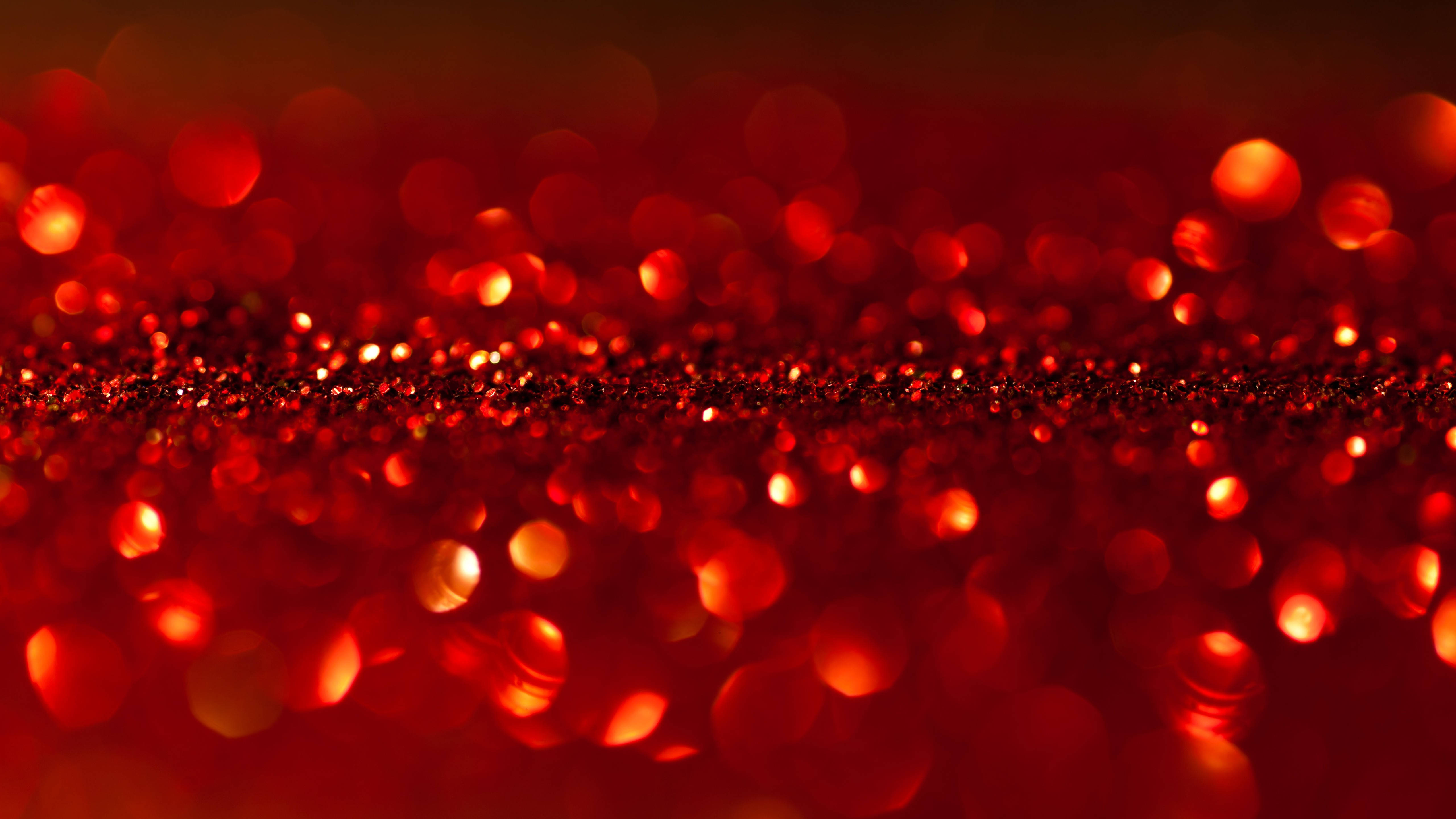 5K HD, red glitter, bokeh lights, 5K Desktop Wallpaper