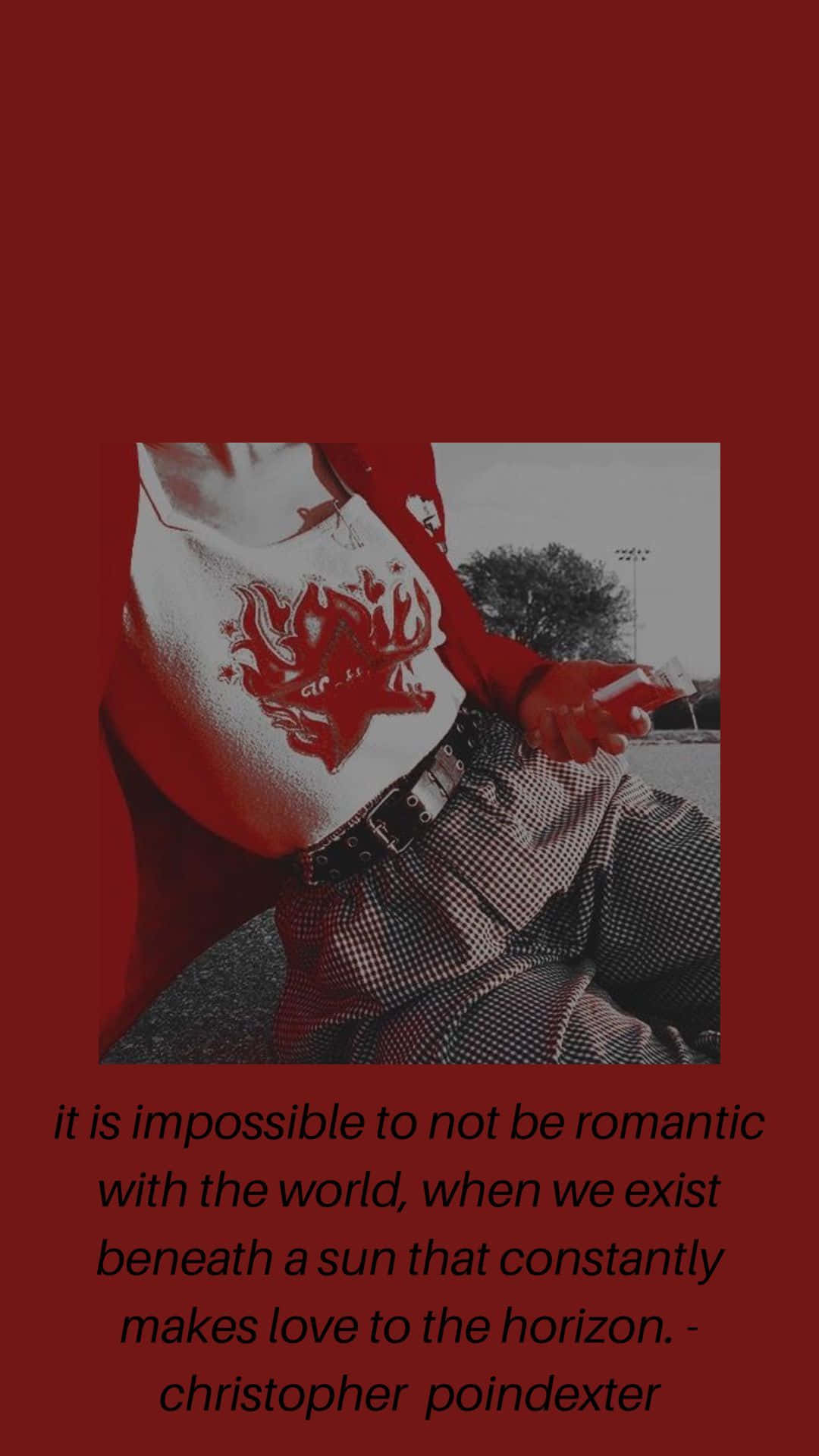 red grunge, red and white graphic tee, checkered pants, Full HD Phone Wallpaper