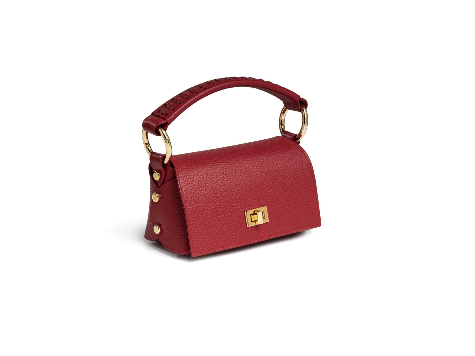 red handbag, textured leather, gold hardware, Full HD Desktop Wallpaper