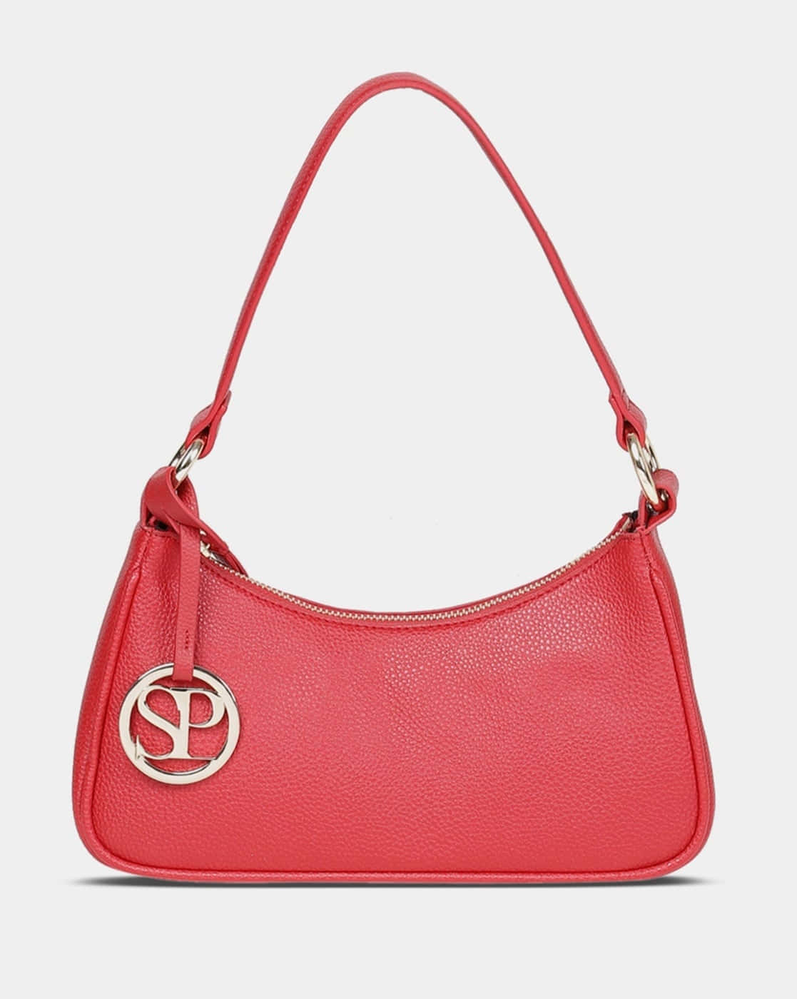 red handbag, silver circular logo, matching strap, HD Phone Wallpaper