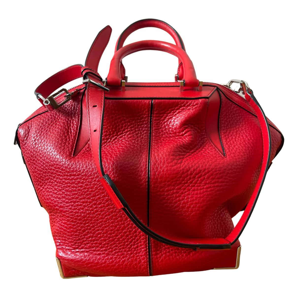 red handbag, textured leather, black stitching, SD Desktop Wallpaper