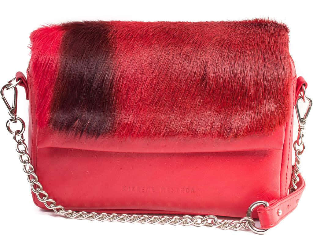 red handbag, faux fur flap, silver chain strap, SD Desktop Wallpaper