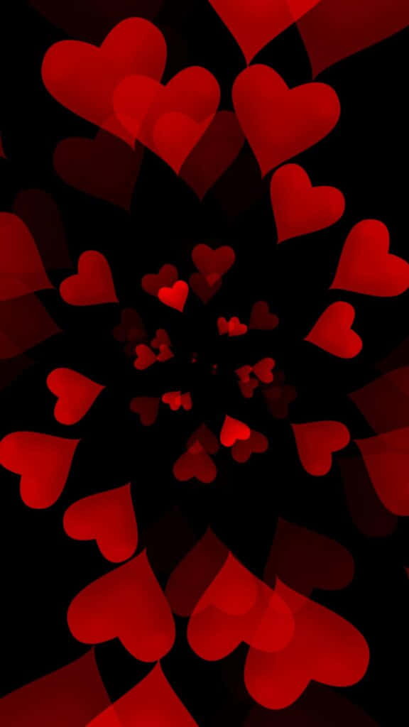 red heart, vibrant red, hypnotic spiral, SD Phone Wallpaper