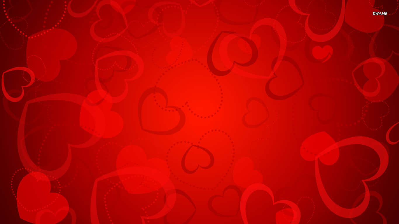 Red Heart, vibrant red background, overlapping heart shapes, HD Desktop Wallpaper
