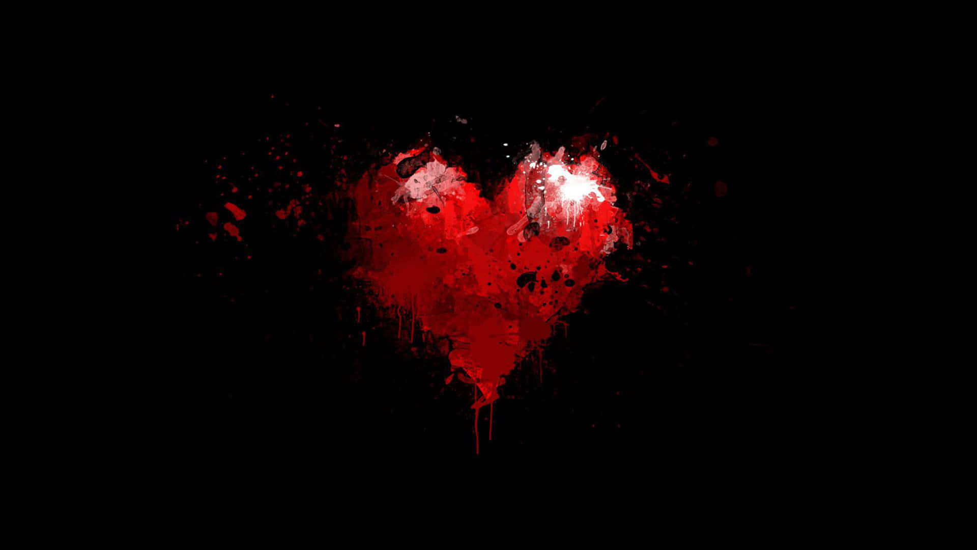 shattered heart, vivid red heart, paint splattered, Full HD Desktop Wallpaper