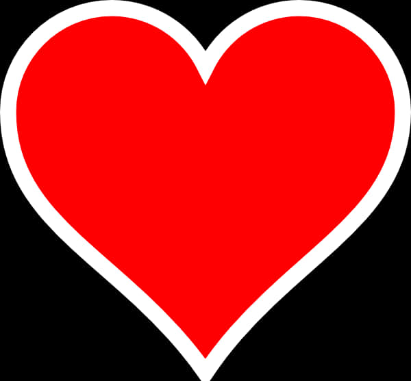 Red Heart, white outline, solid black background, SD Desktop Wallpaper