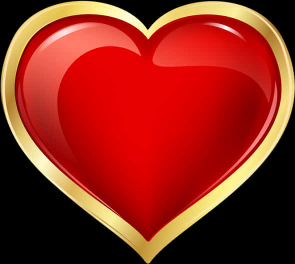 glossy red heart, gold trim, black background, SD Desktop Wallpaper