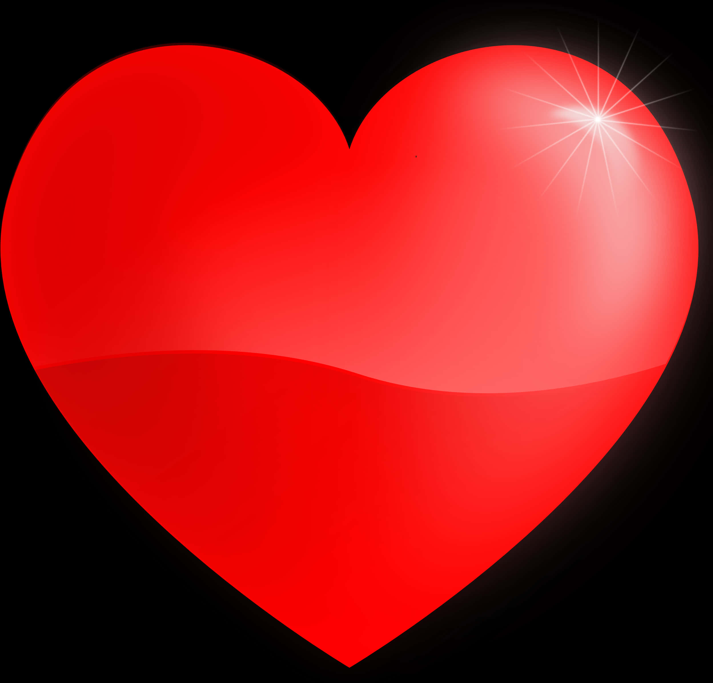 glossy red heart, bright starburst highlight, pure black background, Full HD Desktop Wallpaper