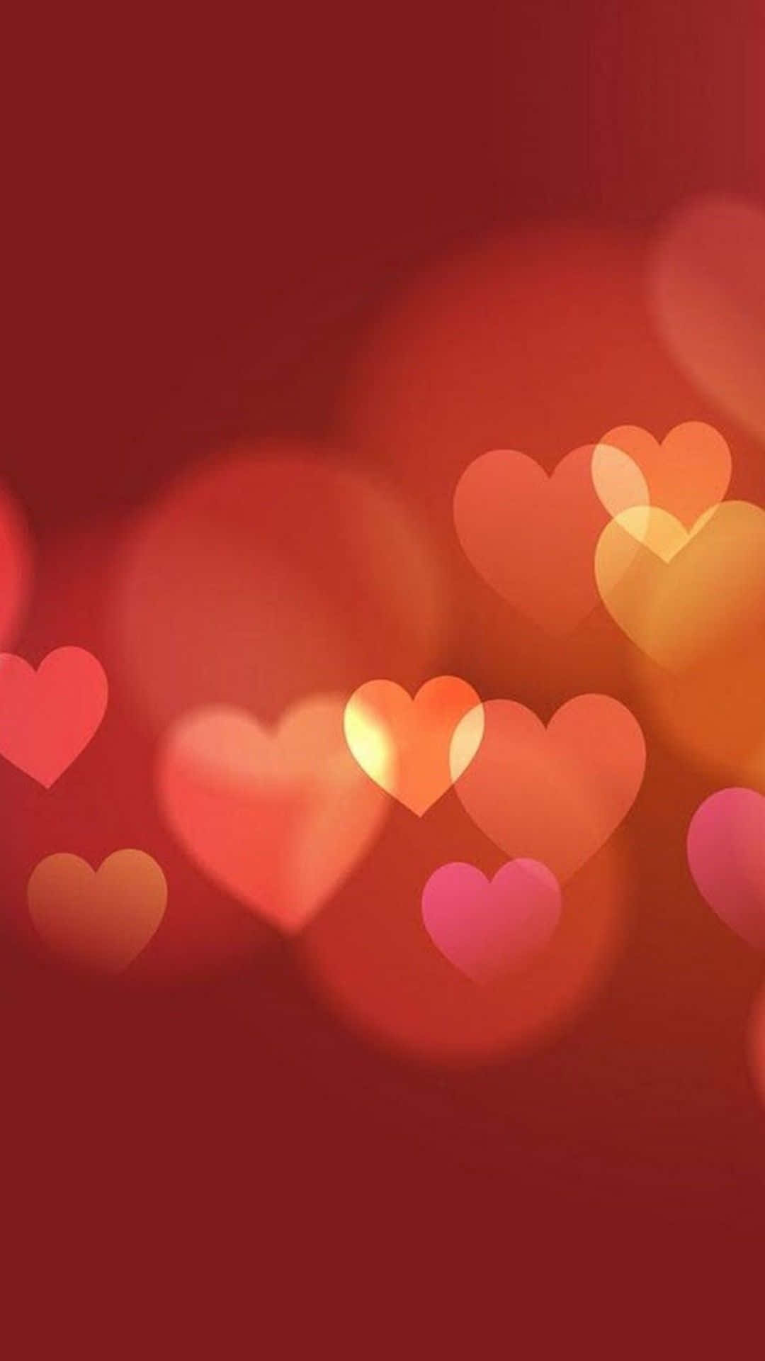 Cute Valentine Luminous Hearts, warm reds, pinks, Full HD Phone Wallpaper