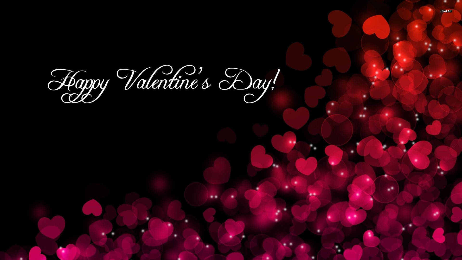 Glowing Hearts, Valentines Day, black background, Full HD Desktop Wallpaper