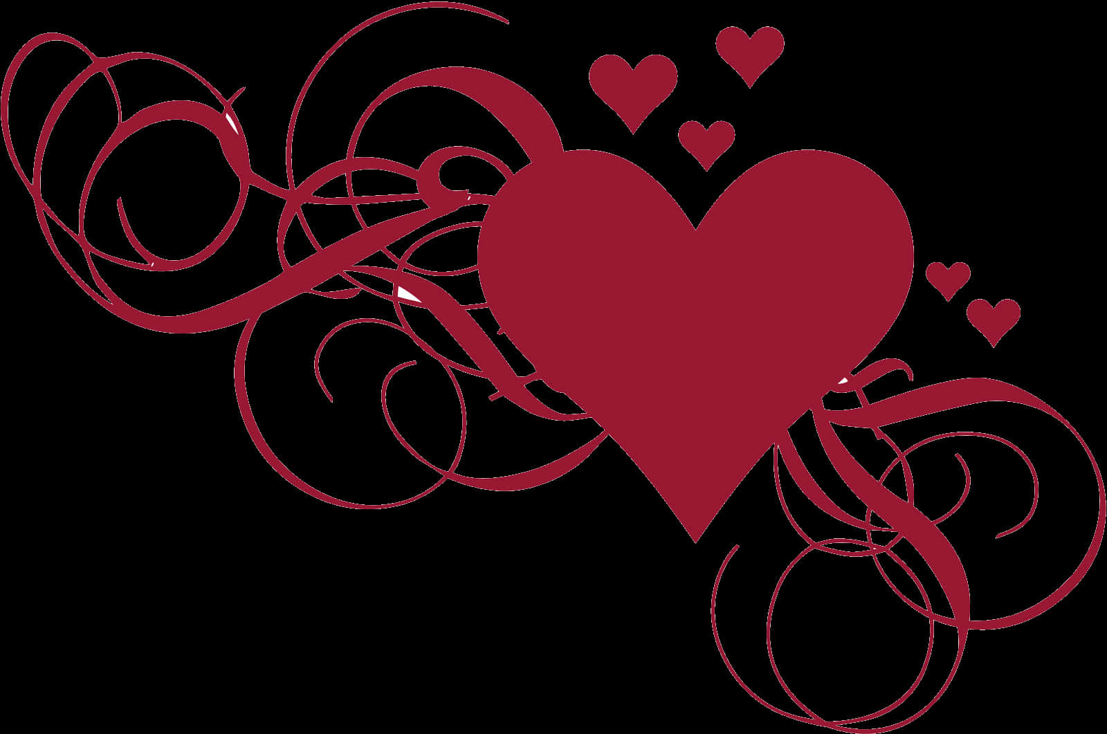 Elegant Heart Clipart Design, bold red heart, swirling decorative flourishes, HD Desktop Wallpaper