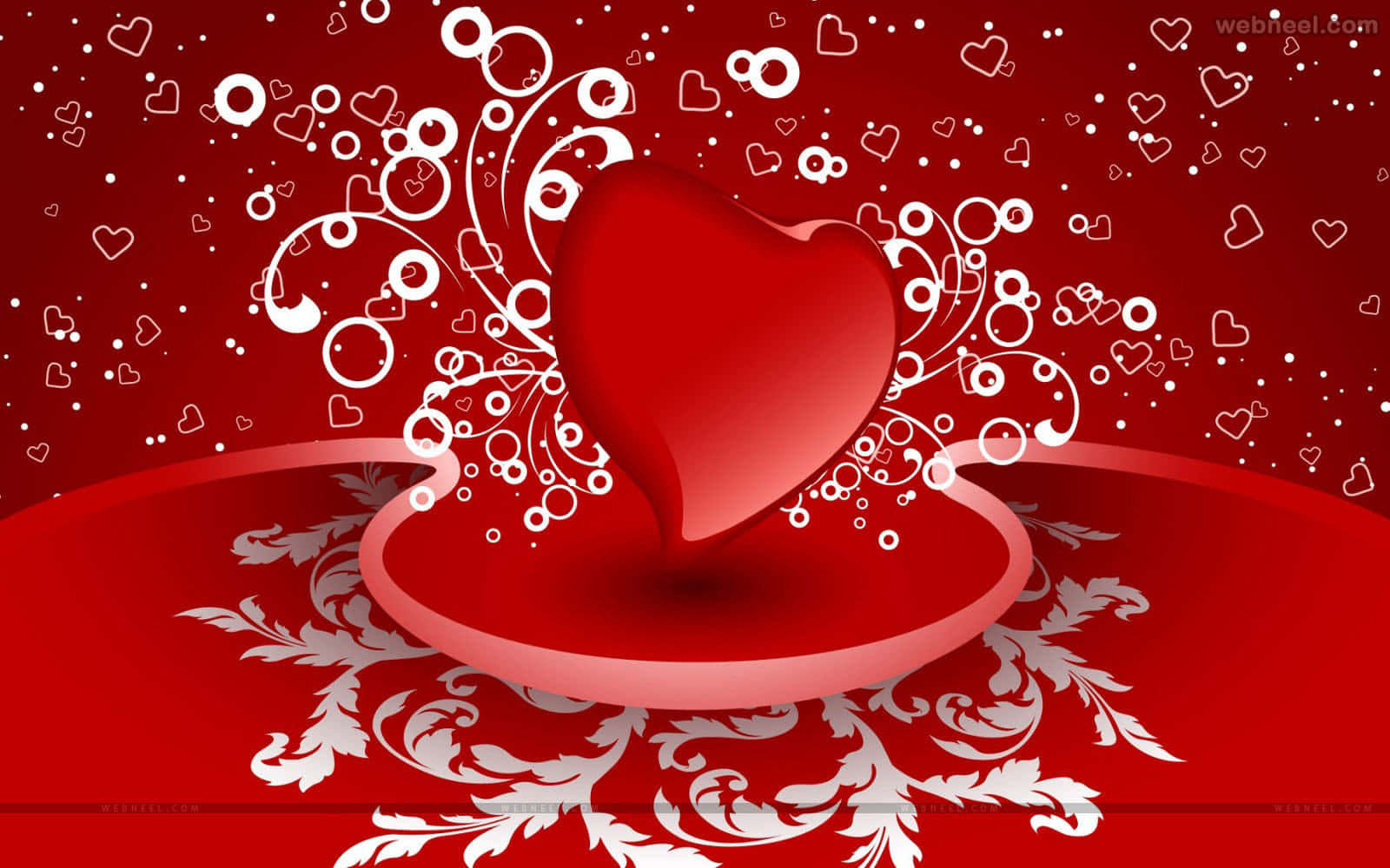 Red Heart, glossy red heart, pedestal, HD Desktop Wallpaper