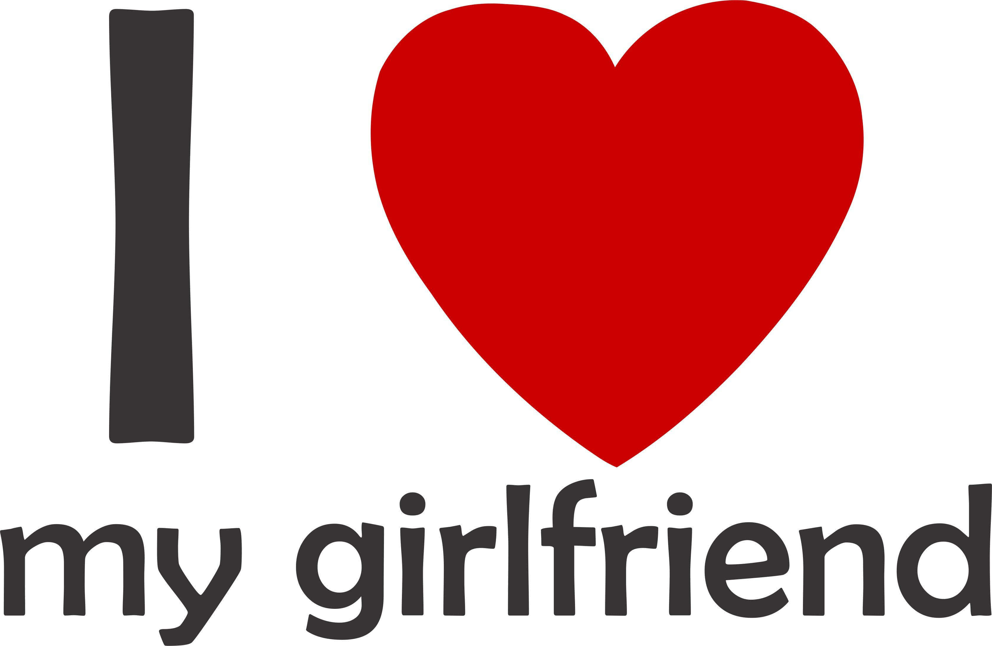 Girlfriend Love Heart PFP, black text, red heart, 2K Desktop Wallpaper