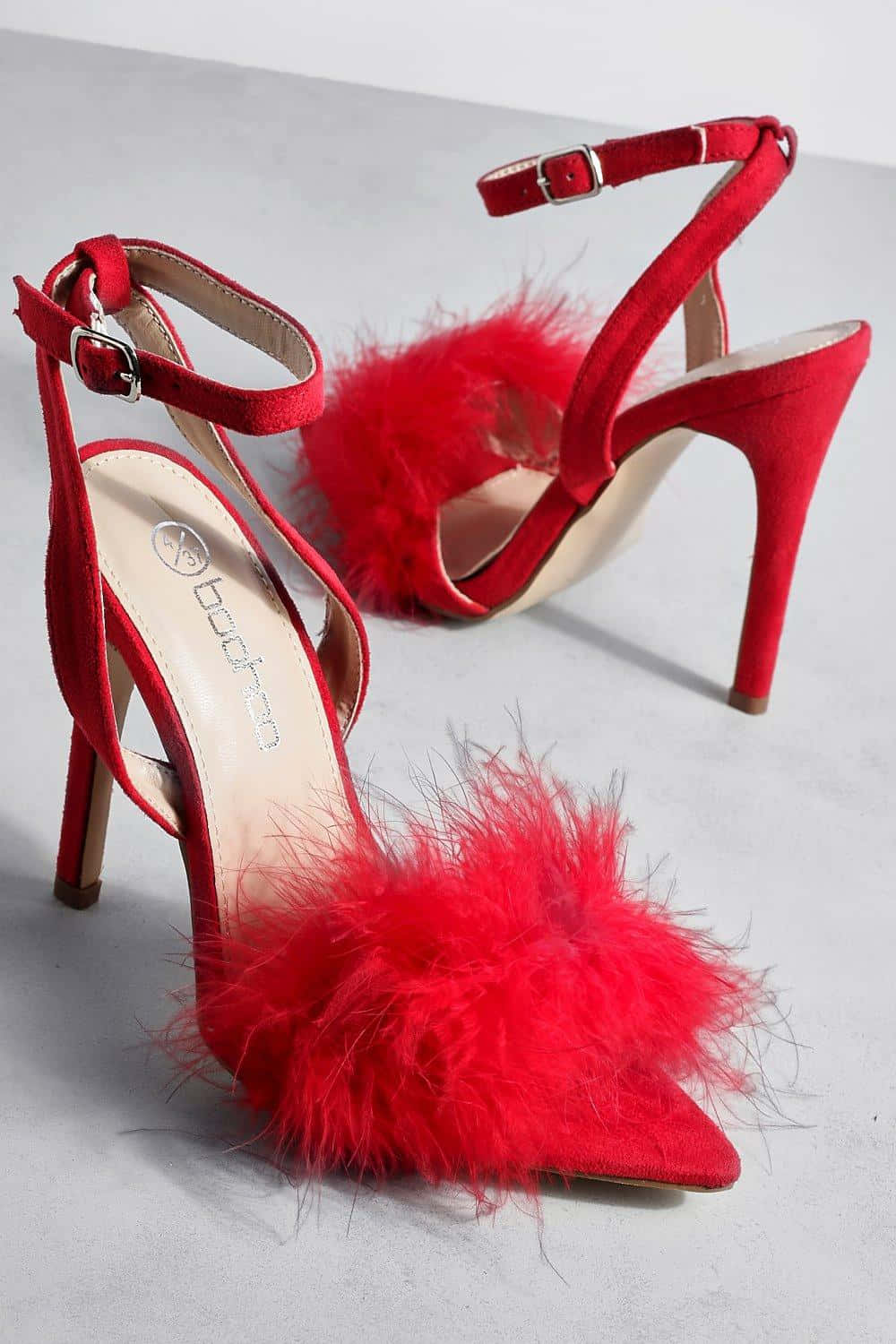 red high heels, feathered, ankle straps, HD Phone Wallpaper
