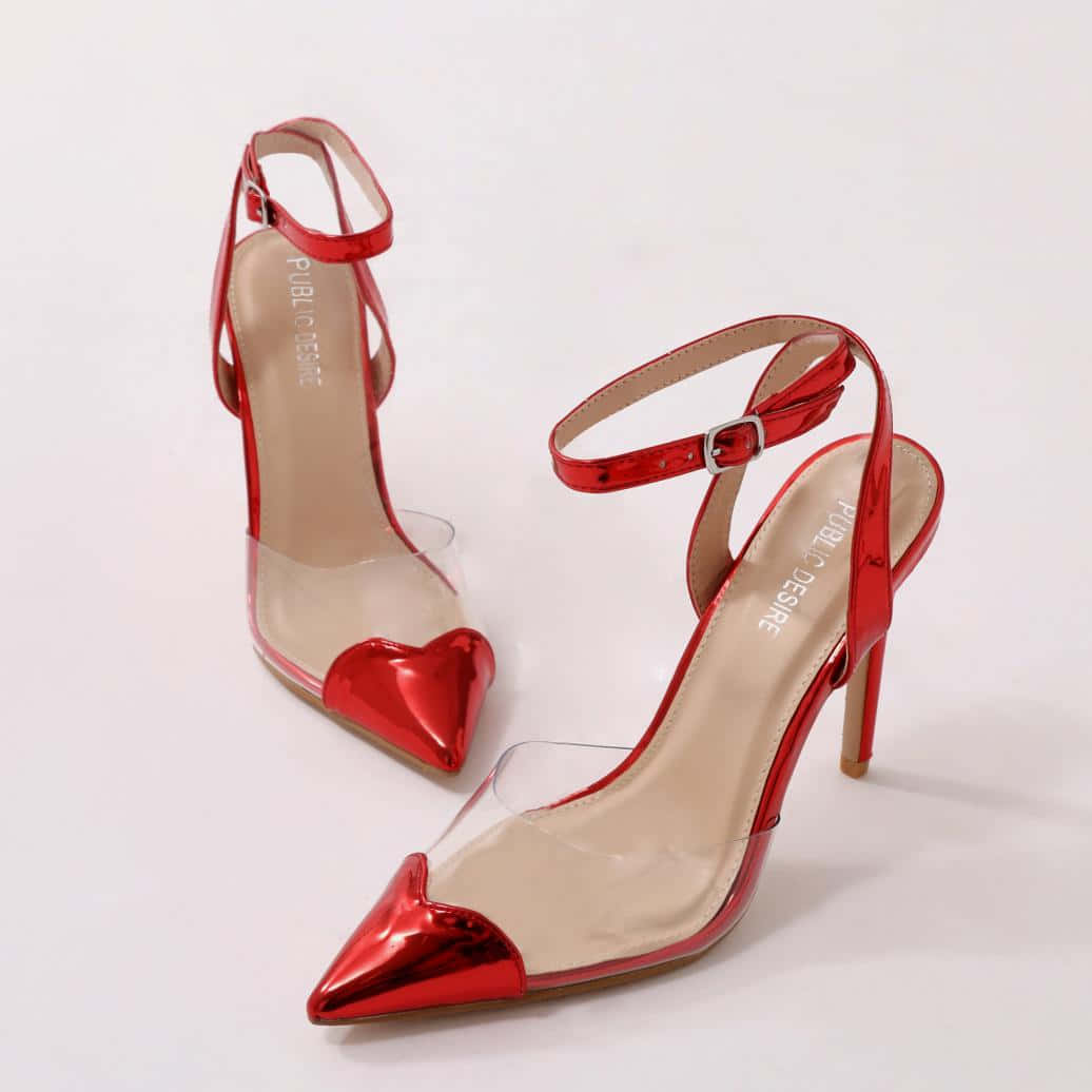 red high heels, shiny red high heels, clear straps, SD Desktop Wallpaper